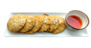 Berenjenas rebozadas con salsa agridulce chili
